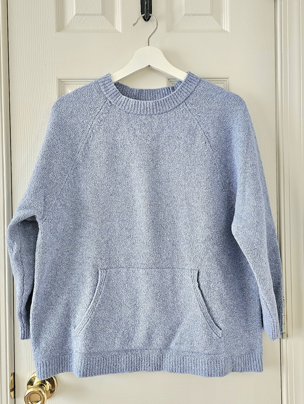 J.Jill Pure Jill Blue Bouclé Knit Sweater Cozy Textured Sweatshirt Pocket PM - Picture 8 of 15
